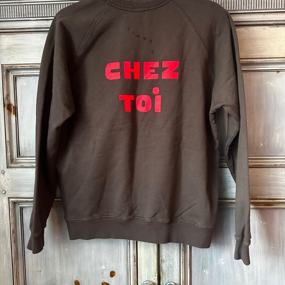 Clare V Chez Moi Chez Toi Charcoal Color Sweatshirt Size S - Picture 9 of 11